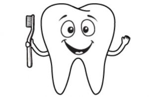 Cartoon tooth with toothbrush